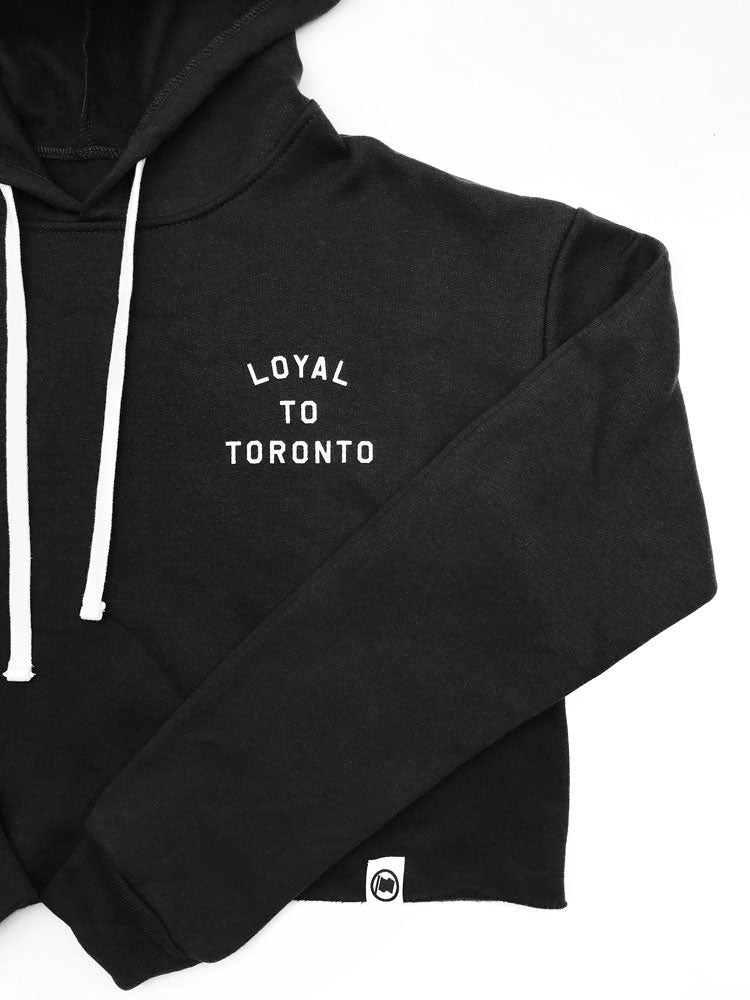 LOYAL to TORONTO Pocket Women's Cropped Hoodie (Black) - LOYAL to a TEE