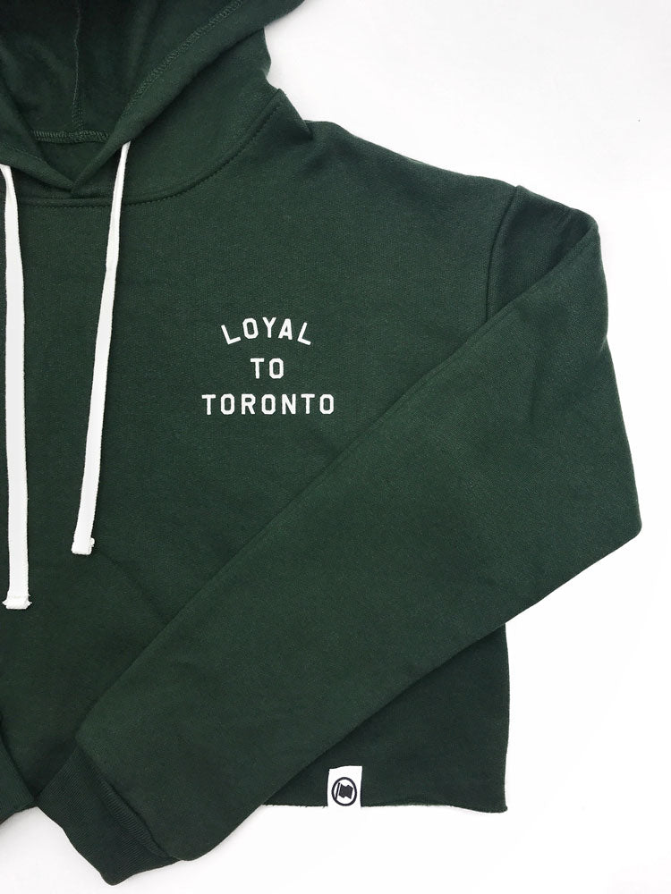 LOYAL to TORONTO Pocket Women's Cropped Hoodie (Forest Green) - LOYAL to a TEE