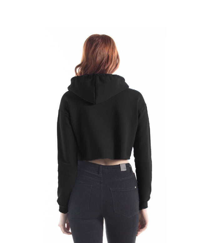 Black crop hoodie women's cheap